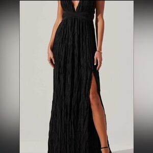 Astr Black Textured Wedding Dress